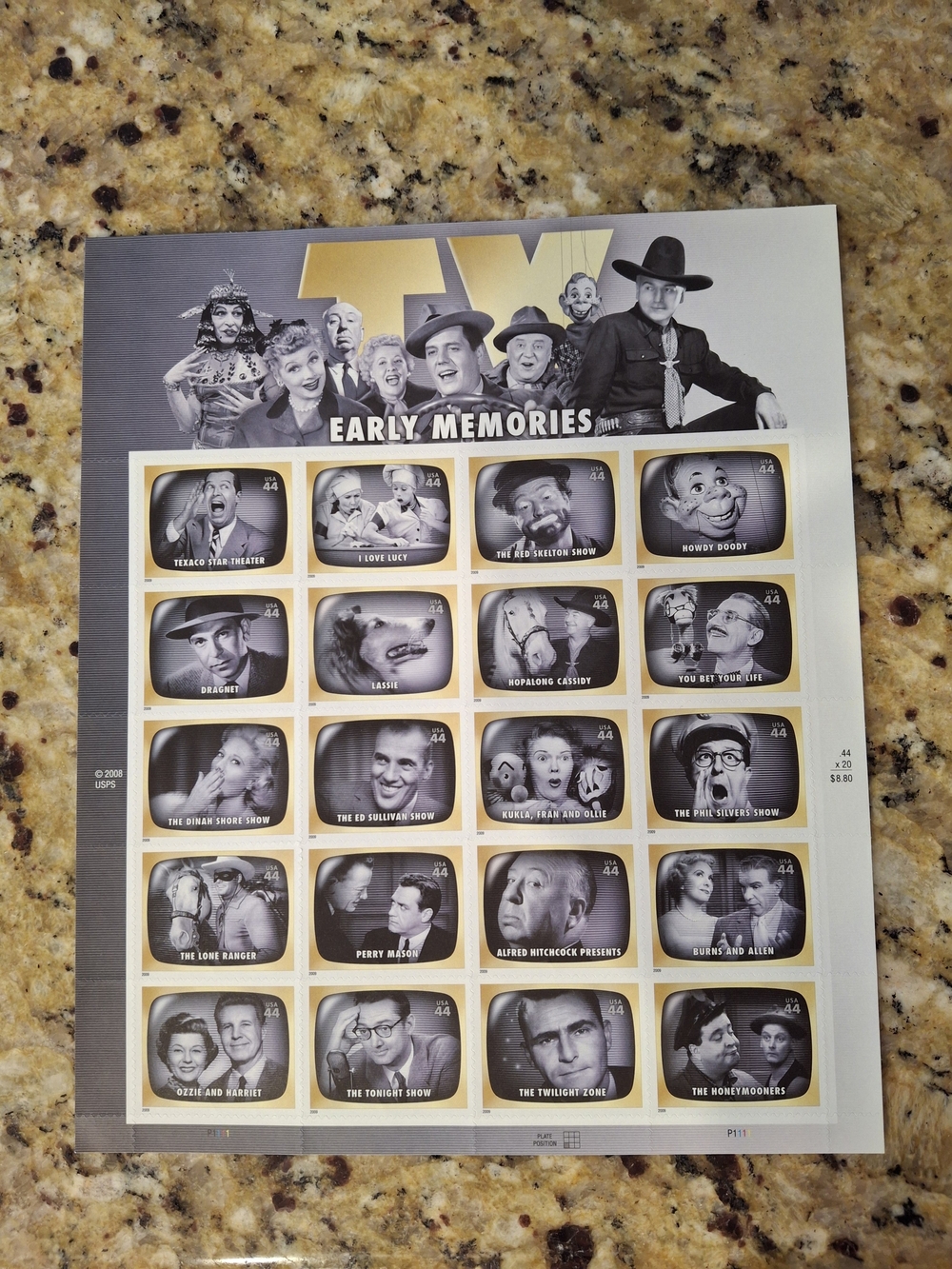TV Early Memories Commemorative Stamp Sheet - Collectors item 2008